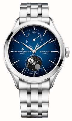 Baume & Mercier Мужские автоматические часы Clifton (42 мм) с синим циферблатом и браслетом из нержавеющей стали M0A10725