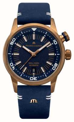 Maurice Lacroix Часы Pontos s diver из бронзы, ограниченная серия (42 мм), синий циферблат / синяя винтажная кожа + синий каучук PT6248-BRZ0B-430-4