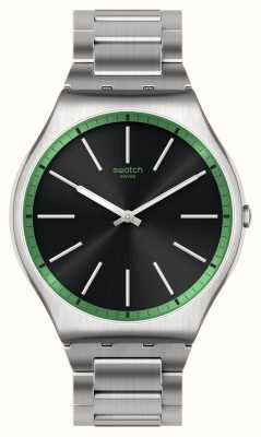 Swatch Зеленый графитовый черный циферблат / браслет из нержавеющей стали SS07S128G