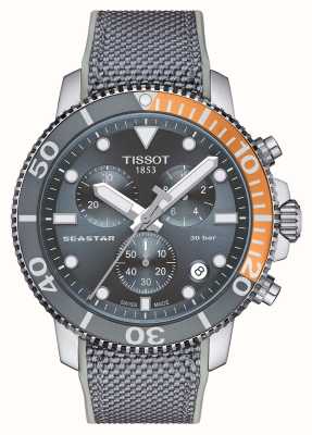Tissot Хронограф Seastar 1000 (45,5 мм), серый циферблат/серый тканевый силиконовый ремешок T1204171708101