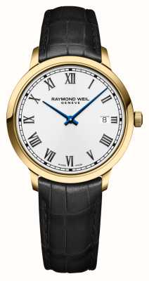 Raymond Weil Мужские классические часы Toccata (39 мм) с белым циферблатом и черным кожаным ремешком 5485-PC-00359