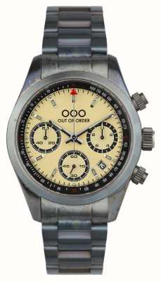 Out Of Order Кремовый спортивный хронограф (40 мм), кремовый циферблат / браслет из нержавеющей стали OOO.001-23.CR.AC
