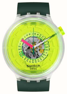 Swatch Ослепленный неоново-зеленым неоновым циферблатом / зеленым ремешком из биоматериалов SB05K400