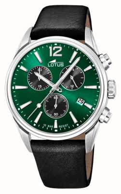 Lotus Мужские часы с хронографом (42 мм) зеленый циферблат / черный кожаный ремешок L18691/4