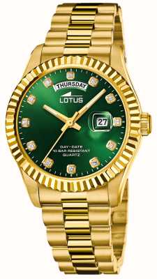 Lotus Мужские часы Freedom (41,5 мм) с зеленым циферблатом / золотистым браслетом из нержавеющей стали L18857/6