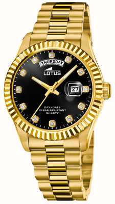 Lotus Мужские часы Freedom (41,5 мм) с черным циферблатом / золотистым браслетом из нержавеющей стали L18857/7