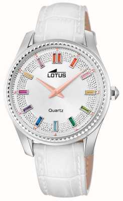 Lotus Женские часы bliss (38 мм) с серебряным циферблатом и белым кожаным ремешком L18899/1