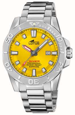 Lotus Мужские дайверские часы (44,5 мм) желтый циферблат / браслет из нержавеющей стали L18926/1