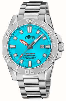 Lotus Мужские дайверские часы (44,5 мм) с синим циферблатом и браслетом из нержавеющей стали L18926/2