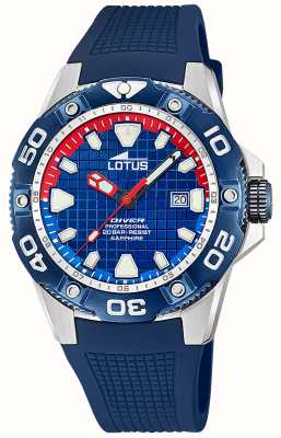 Lotus Мужские дайверские часы (45 мм) синий циферблат/синий каучуковый ремешок L18927/2
