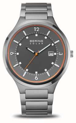 Bering Мужские солнечные часы (42 мм) серый циферблат/серая нержавеющая сталь 14442-777