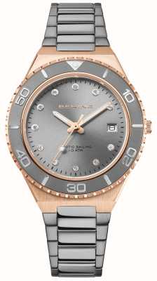 Bering Женские часы для арктического плавания (36 мм) серый циферблат/серый браслет из нержавеющей стали с пвд 18936-769