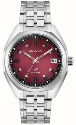 Bulova Мужские часы с красным циферблатом и браслетом из нержавеющей стали 96B401