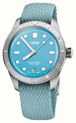 ORIS Автоматические часы Divers Sixty Five Cotton Candy (38 мм) с синим циферблатом и ремешком из переработанного текстиля 01 733 7771 4055-07 3 19 02S