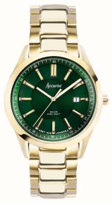 Accurist Повседневные мужские часы (40 мм) с зеленым циферблатом / браслет из нержавеющей стали с ионным покрытием золота 74018