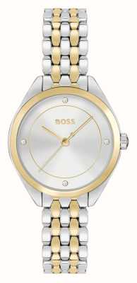 BOSS Серебряный циферблат Mae (30 мм) / двухцветный браслет из золота и нержавеющей стали 1502724