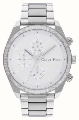 Calvin Klein Ударный мужской (44 мм) белый циферблат / браслет из нержавеющей стали 25200356