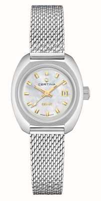 Certina Женские часы DS-2 Lady Powermatic 80 (27,5 мм) с перламутровым циферблатом и сетчатым браслетом из нержавеющей стали C0242071111100