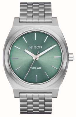 Nixon Счетчик времени на солнечной батарее (40 мм) зеленый циферблат / браслет из нержавеющей стали A1369-5172-00