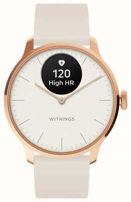 Withings Scanwatch Light — гибридные умные часы (37 мм), белый циферблат + спортивный ремешок премиум-класса из розового золота/белого цвета HWA11-MODEL 1-ALL-INT
