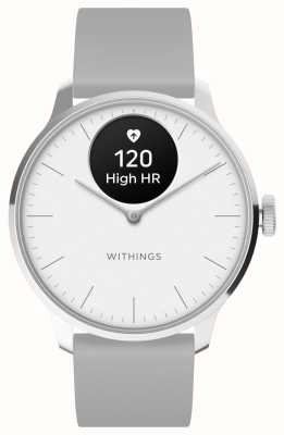 Withings Scanwatch Light — гибридные умные часы (37 мм), белый циферблат/серый спортивный ремешок премиум-класса HWA11-MODEL 3-ALL-INT