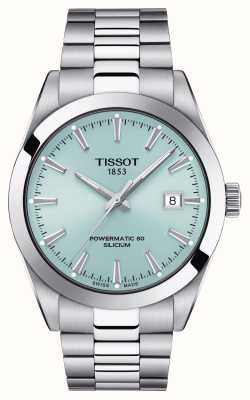Tissot Мужские джентльменские часы powermatic 80, кремниевый (40 мм), синий циферблат/браслет из нержавеющей стали T1274071135100