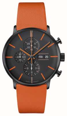 Junghans Форма хроноскопа (43 мм), черно-оранжевый циферблат/оранжевый кожаный ремешок 27/4370.01