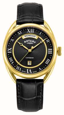 Rotary Мужские традиционные кентерберийские часы (38 мм) с черным циферблатом и черным кожаным ремешком GS05533/10