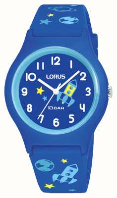 Lorus Детские космические часы 100 м (34 мм), синий циферблат/синий силикон RRX45HX9