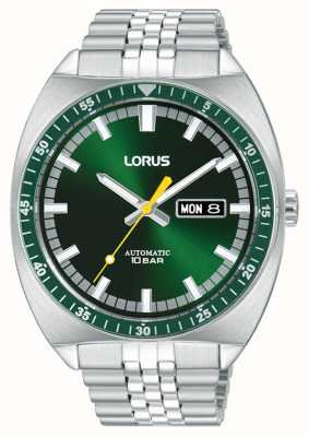 Lorus Спортивный автоматический индикатор дня/даты, зеленый циферблат с солнечными лучами, 100 м (43 мм) / нержавеющая сталь RL443BX9