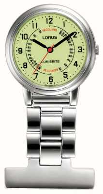 Lorus Часы для медсестры с брелком, кварцевый (30 мм) циферблат lumibrite® / нержавеющая сталь RG253CX9