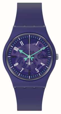 Swatch Фиолетовый циферблат Photonic Purple (34 мм)/фиолетовый силиконовый ремешок SO28V102