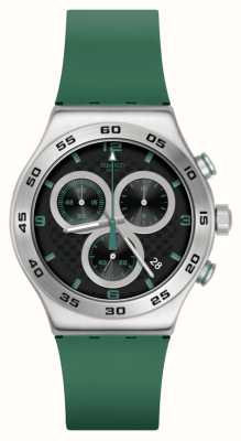 Swatch Карбоново-зеленый (43 мм) черный циферблат/зеленый каучуковый ремешок YVS525