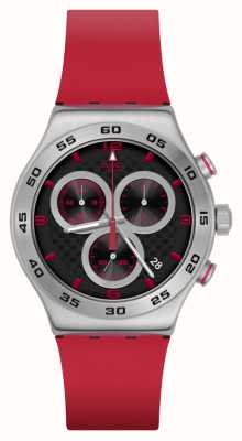 Swatch Малиново-красный (43 мм) черный циферблат/красный каучуковый ремешок YVS524