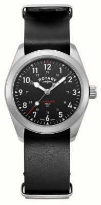 Rotary Мужские часы RW 1895 Commando Field (37 мм), черный циферблат/черный кожаный ремешок НАТО GS05535/19