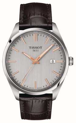 Tissot Pr 100 (40 мм) серебряный циферблат/коричневый кожаный ремешок T1504101603100