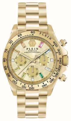 Philipp Plein Женские часы уличной моды Nobile Lady (38 мм) с золотым циферблатом и золотистым браслетом из нержавеющей стали PWSBA0223