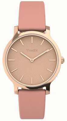 Timex Женские часы Transcend (34 мм), циферблат из розового золота/розовый кожаный ремешок TW2V66900