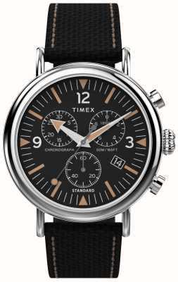 Timex Хроно Waterbury (41 мм), черный циферблат/черный тканевый кожаный ремешок TW2V43700