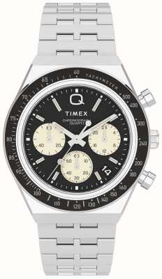 Timex Хроно в стиле Q дайвера (40 мм), черный циферблат/браслет из нержавеющей стали TW2V42600