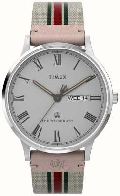 Timex Мужские часы Waterbury (40 мм), серый циферблат/белый тканевый ремешок TW2V73700