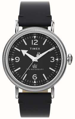 Timex Мужские часы Waterbury (40 мм), черный циферблат/черный кожаный ремешок TW2W20200