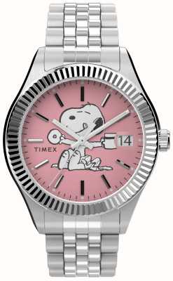 Timex Peanuts x Waterbury Legacy (36 мм), розовый циферблат/браслет из нержавеющей стали TW2V47400