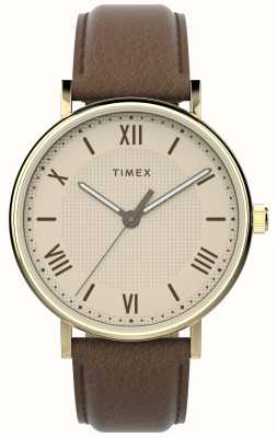 Timex Мужской вариант Southview (41 мм), кремовый циферблат/коричневый кожаный ремешок TW2V91300
