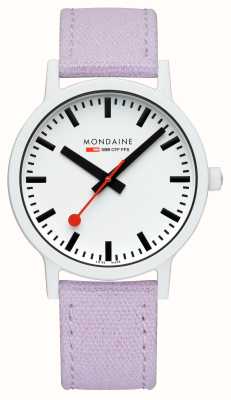 Mondaine Белый циферблат Essence (41 мм)/фиолетовый хлопковый текстильный ремешок MS1.41110.LQ1