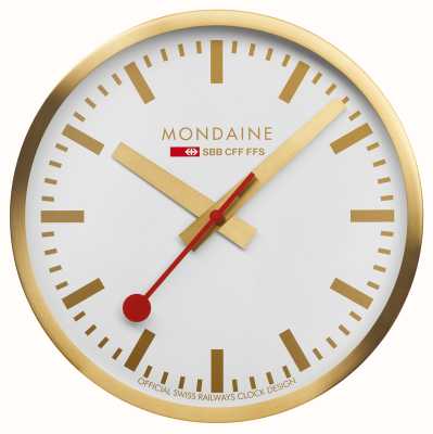 Mondaine Настенные часы Sbb (25 см) белый циферблат/корпус из золотистого алюминия A990.CLOCK.18SBG
