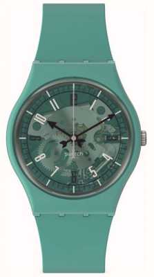 Swatch Бирюзовый циферблат Photonic turquoise (39 мм)/бирюзовый силиконовый ремешок SO28G108