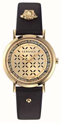 Versace Золотой циферблат нового поколения (35 мм)/черная кожа VE3M01023