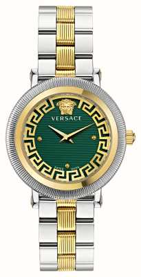 Versace Зелёный циферблат Greca Florish (35 мм)/двухцветная нержавеющая сталь VE7F00523