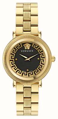 Versace Черный циферблат Greca Florish (38 мм)/нержавеющая сталь с золотым PVD-покрытием VE7F00623